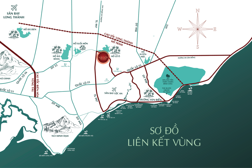 Sơ đồ liên kết vùng và mạng lưới cao tốc kết nối Saigon Farm Resort