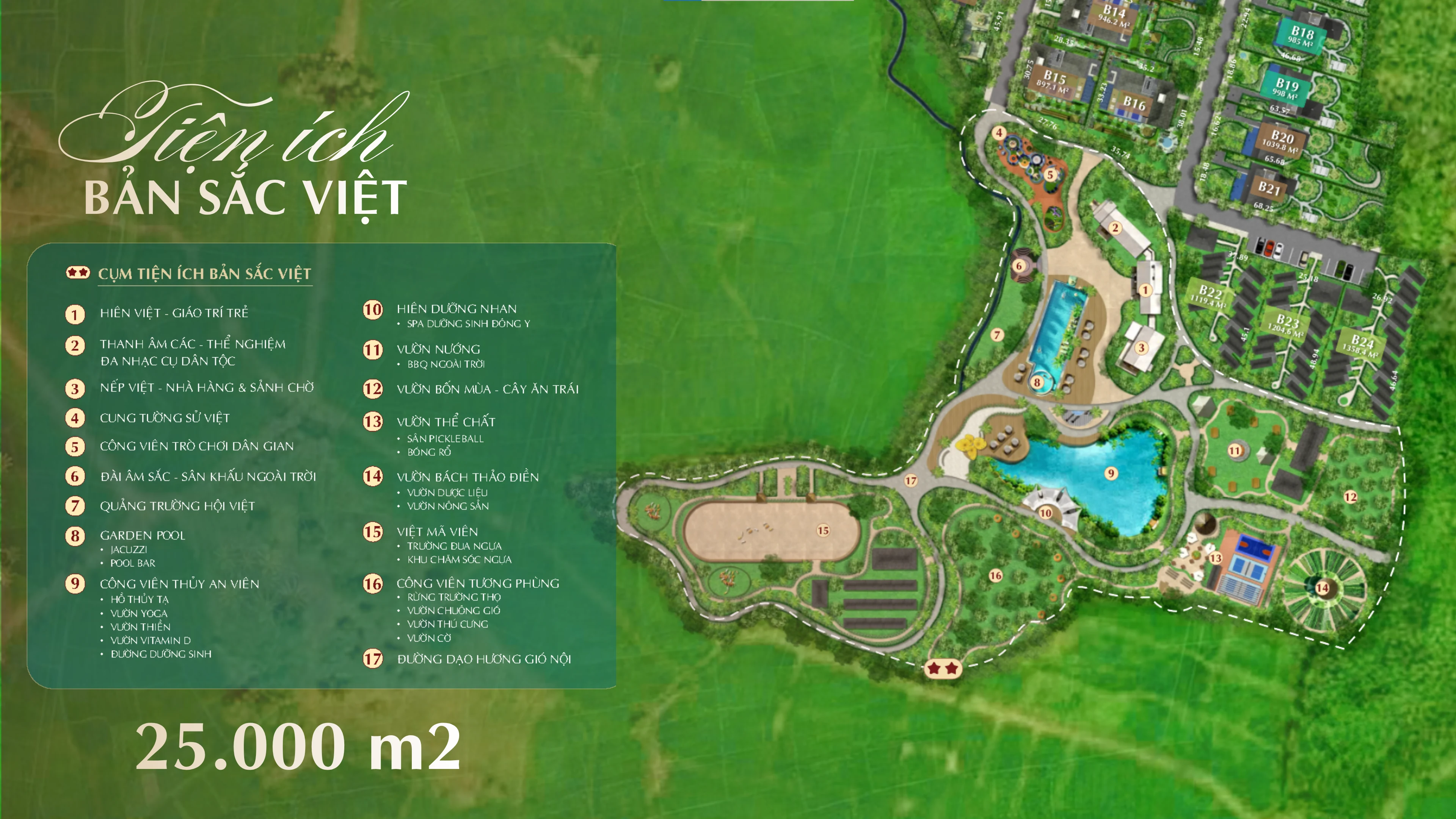 Sơ đồ quy hoạch Cụm Tiện Ích Bản Sắc Việt Saigon Farm Resort